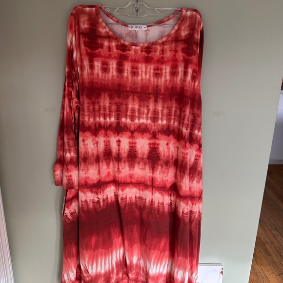 Honey and Lace Long Sleeve Dress Pockets Swing Size 2X Tie Dye Autumn - Picture 1 of 8